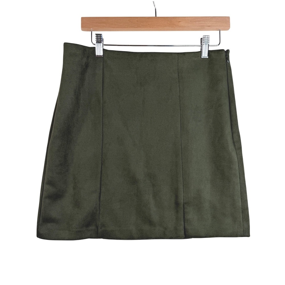 LOFT Women's Olive Green Faux Suede Feel Skirt Size 6
